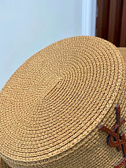 Fortok Saint Laurent Woven Straw Boater Hat Buckled Strap  - 5