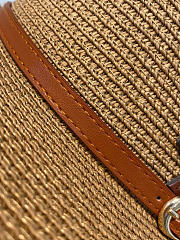 Fortok Saint Laurent Woven Straw Boater Hat Buckled Strap  - 4