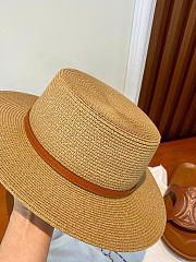 Fortok Saint Laurent Woven Straw Boater Hat Buckled Strap  - 2