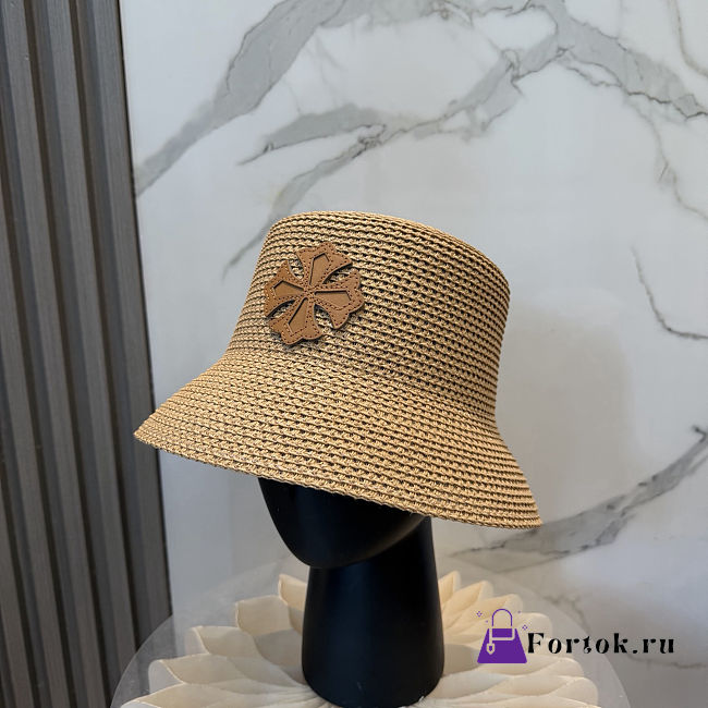 Fortok Tory Burch Woven Straw Bucket Hat Beige - 1