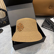 Fortok Tory Burch Woven Straw Bucket Hat Beige - 4