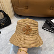 Fortok Tory Burch Woven Straw Bucket Hat Beige - 3