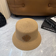 Fortok Tory Burch Woven Straw Bucket Hat Beige - 2