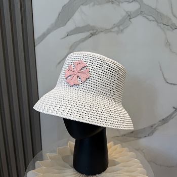 Fortok Tory Burch Woven Straw Bucket Hat White