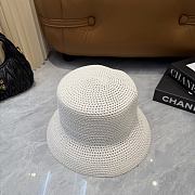 Fortok Tory Burch Woven Straw Bucket Hat White - 6