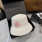 Fortok Tory Burch Woven Straw Bucket Hat White - 5