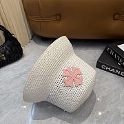 Fortok Tory Burch Woven Straw Bucket Hat White - 4