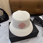 Fortok Tory Burch Woven Straw Bucket Hat White - 2