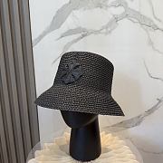 Fortok Tory Burch Woven Straw Bucket Hat Black - 1