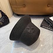 Fortok Tory Burch Woven Straw Bucket Hat Black - 6