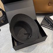 Fortok Tory Burch Woven Straw Bucket Hat Black - 5