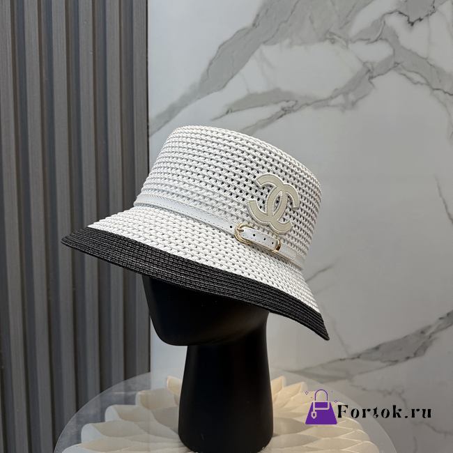 Fortok Celine Woven Cloche Hat White - 1