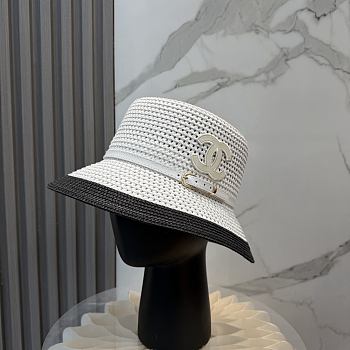 Fortok Celine Woven Cloche Hat White