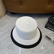Fortok Celine Woven Cloche Hat White - 3