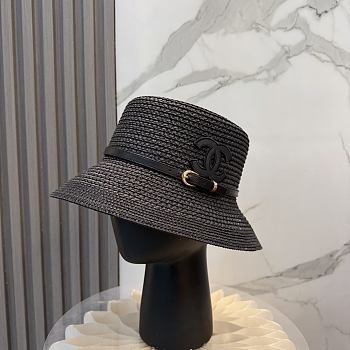 Fortok Celine Woven Cloche Hat Black