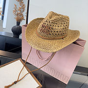 Fortok Miu Miu Woven Straw Cowboy-style Sun Hat - 1