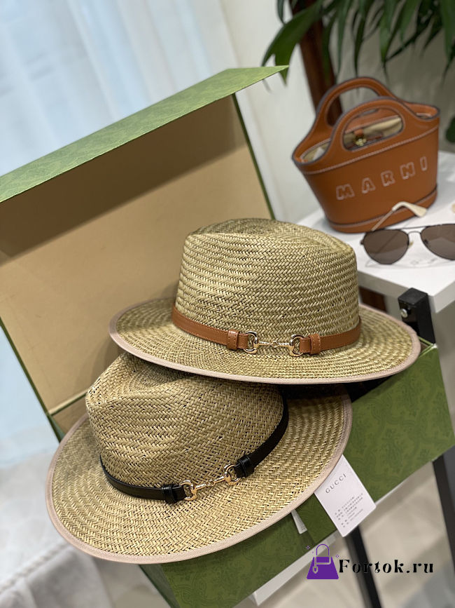 Fortok Gucci Straw Fedora-style Sun Hat - 1