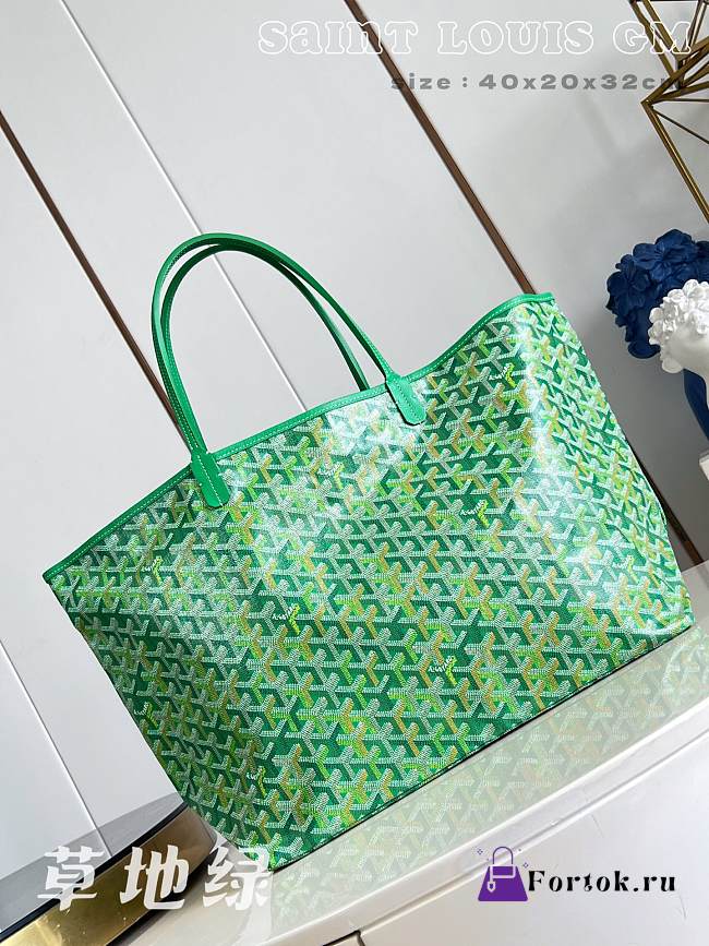 Fortok Goyard Saint Louis GM Tote Bag Meadow Green 40x20x32cm - 1