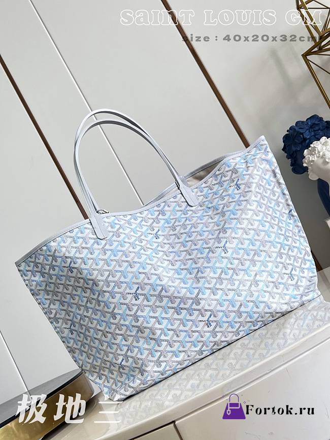 Fortok Goyard Saint Louis GM Tote Bag Polar Blue 40x20x32cm - 1