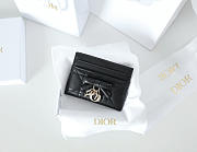 Fortok Dior Cannage Lambskin Lady Dior Freesia Card Holder Black 10.5x8x0.5cm - 1