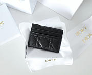 Fortok Dior Cannage Lambskin Lady Dior Freesia Card Holder Black 10.5x8x0.5cm - 3