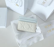 Fortok Dior Cannage Lambskin Lady Dior Freesia Card Holder Light Blue/ White 10.5x8x0.5cm - 4