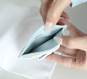 Fortok Dior Cannage Lambskin Lady Dior Freesia Card Holder Light Blue/ White 10.5x8x0.5cm - 3