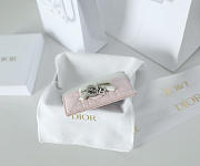 Fortok Dior Cannage Lambskin Lady Dior Freesia Card Holder Light Pink/White 10.5x8x0.5cm - 6