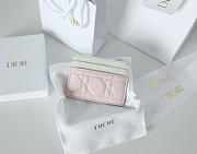 Fortok Dior Cannage Lambskin Lady Dior Freesia Card Holder Light Pink/White 10.5x8x0.5cm - 4