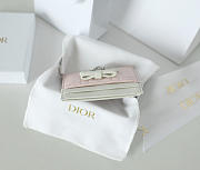 Fortok Dior Cannage Lambskin Lady Dior Freesia Card Holder Light Pink/White 10.5x8x0.5cm - 2
