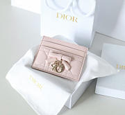 Fortok Dior Cannage Lambskin Lady Dior Freesia Card Holder Pink 10.5x8x0.5cm - 1