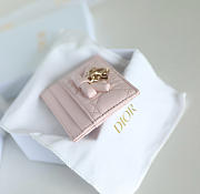 Fortok Dior Cannage Lambskin Lady Dior Freesia Card Holder Pink 10.5x8x0.5cm - 4