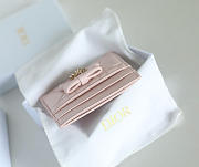 Fortok Dior Cannage Lambskin Lady Dior Freesia Card Holder Pink 10.5x8x0.5cm - 3