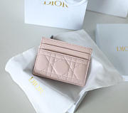 Fortok Dior Cannage Lambskin Lady Dior Freesia Card Holder Pink 10.5x8x0.5cm - 2