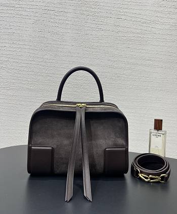 Fortok Loewe Small Amazona 180 Bag Suede and Leather Chocolate Brown 24✕18.5*10cm