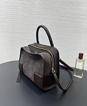 Fortok Loewe Small Amazona 180 Bag Suede and Leather Chocolate Brown 24✕18.5*10cm - 2