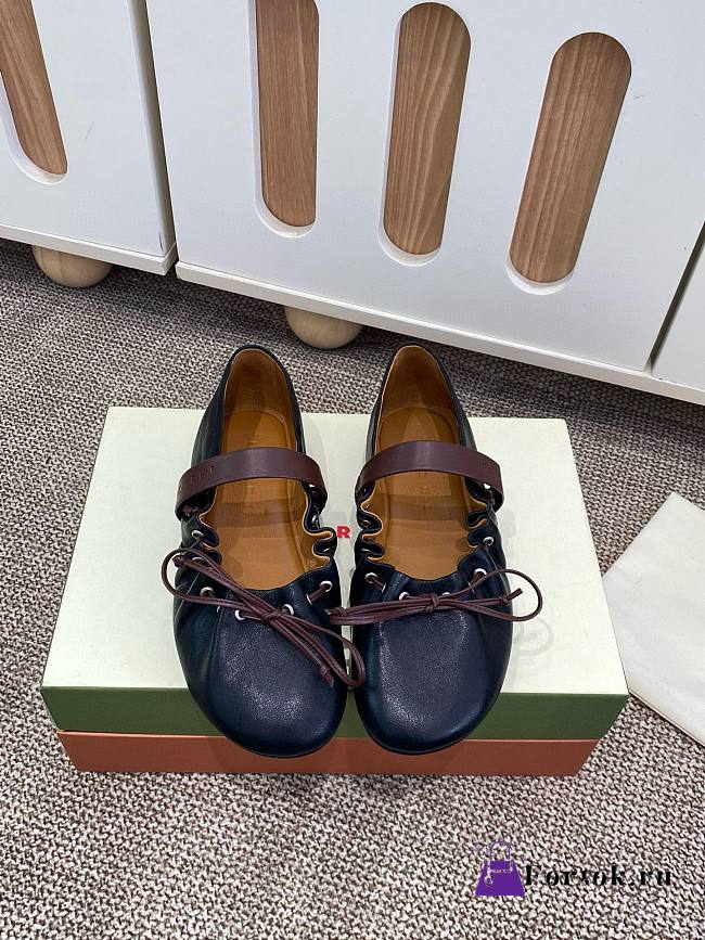 Fortok Marni Leather Mary Jane Soft Ballerinas Black - 1