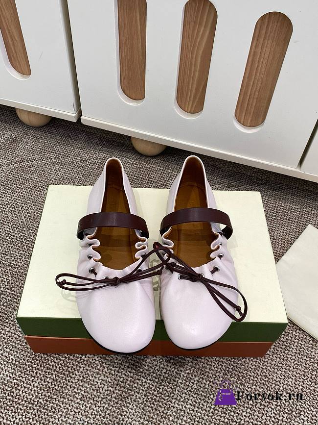 Fortok Marni Leather Mary Jane Soft Ballerinas White - 1