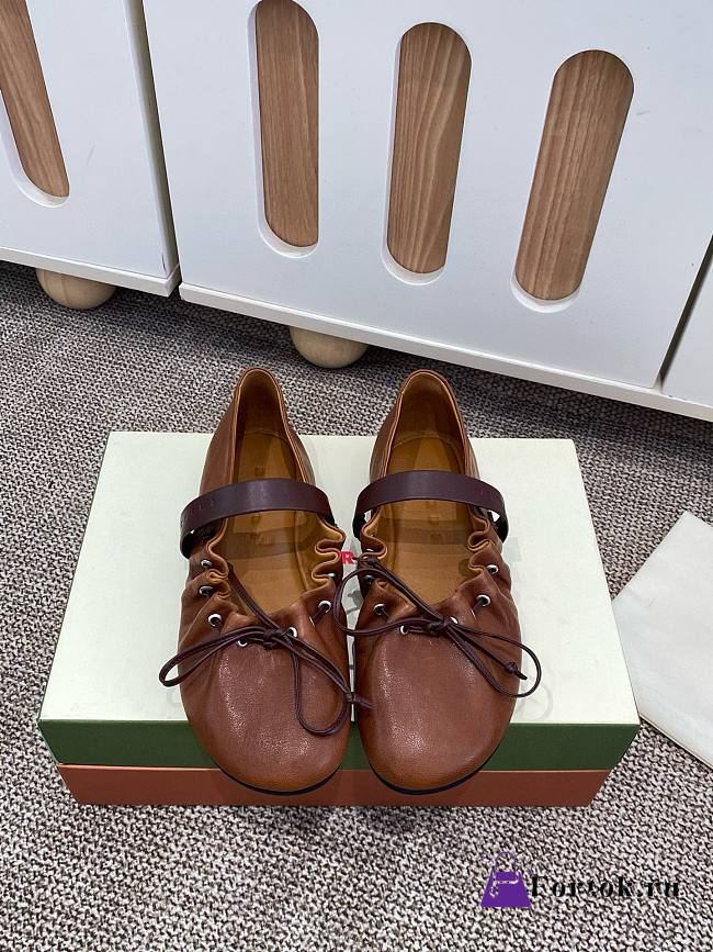Fortok Marni Leather Mary Jane Soft Ballerinas Brown - 1