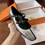 Fortok Hermès Lilia Ballet Flats Metallic Silver  - 3