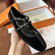 Fortok Hermès Lilia Ballet Flats Black Suede - 2