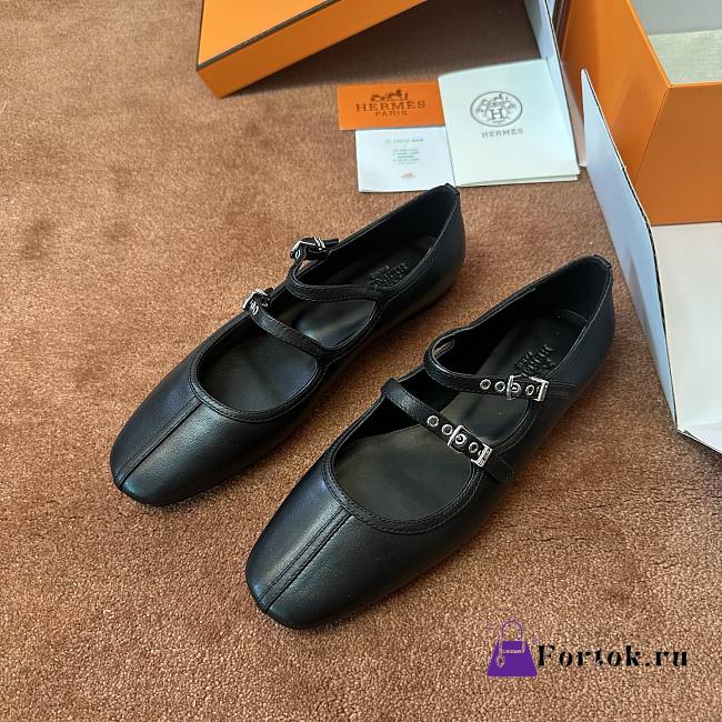 Fortok Hermès Lilia Ballet Flats Black  - 1