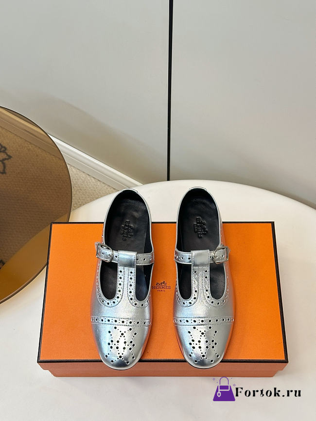 Fortok Hermès Nectar Ballet Flat Silver - 1