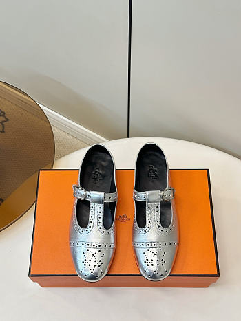 Fortok Hermès Nectar Ballet Flat Silver