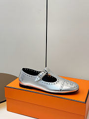 Fortok Hermès Nectar Ballet Flat Silver - 6