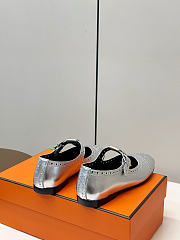 Fortok Hermès Nectar Ballet Flat Silver - 5