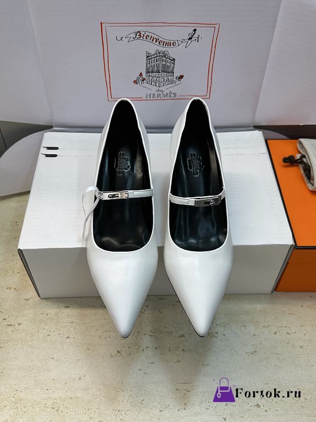 Fortok Hermès Kiara Pump White 6cm - 1