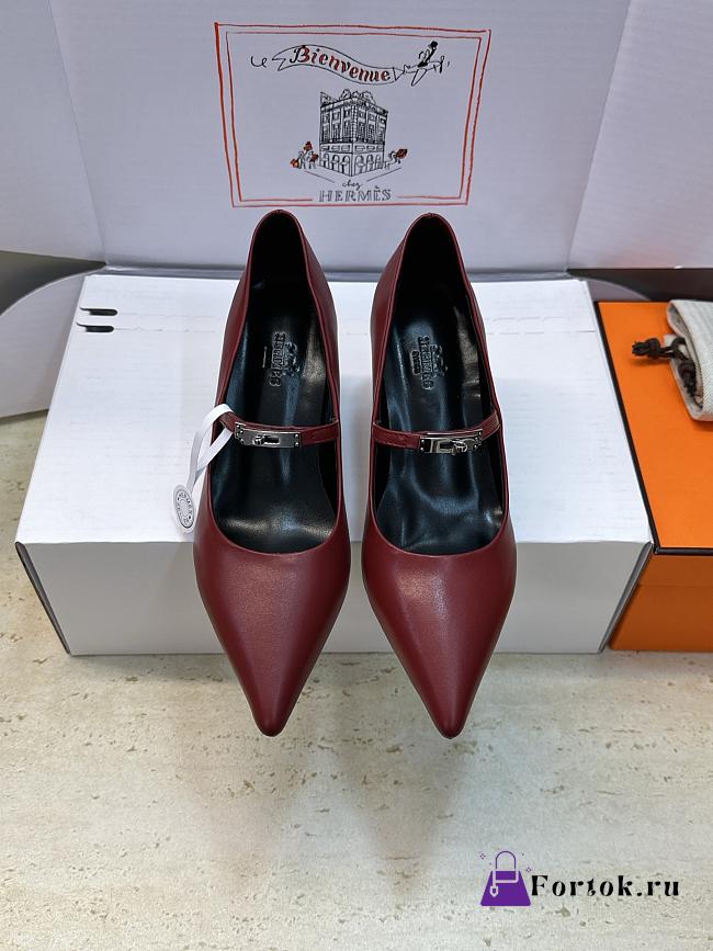 Fortok Hermès Kiara Pump Burgundy 6cm - 1
