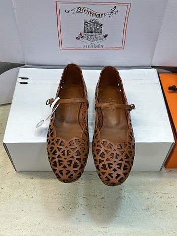 Fortok Hermès Meli Ballet Flats Brown