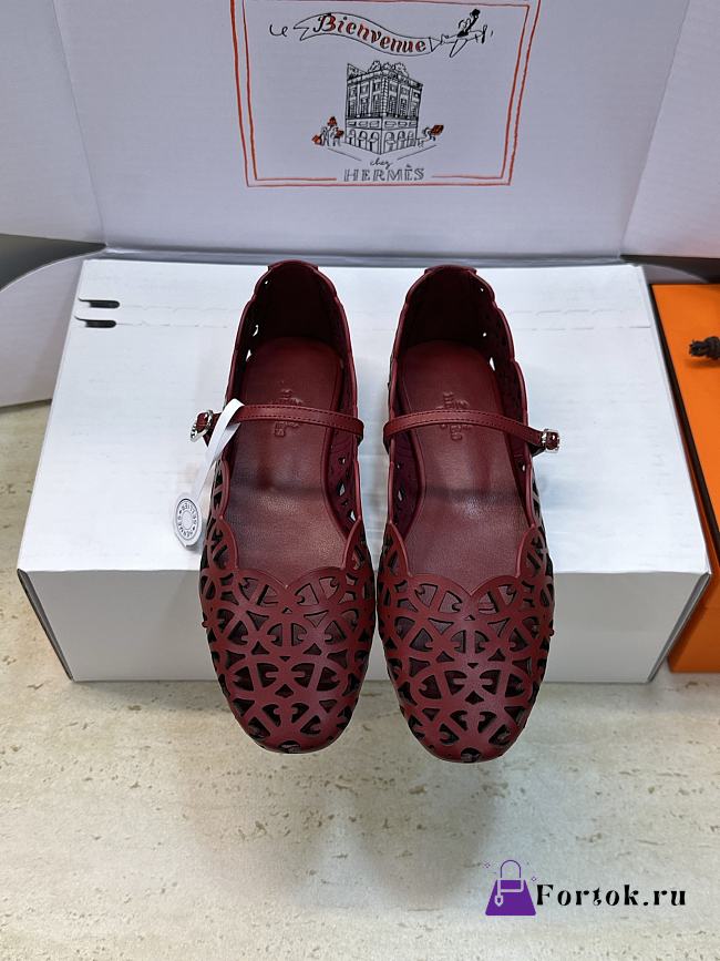 Fortok Hermès Meli Ballet Flats Burgundy - 1